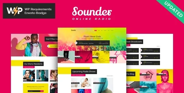 Sounder | Online Internet Radio Station WordPress Theme + RTL WordPress theme homepage layout for a artist music website