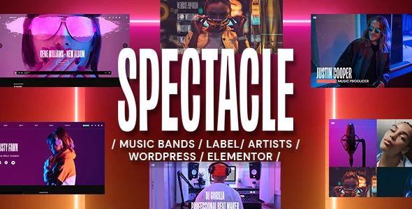 Spectacle - Music WordPress Theme WordPress theme homepage layout for a album music website
