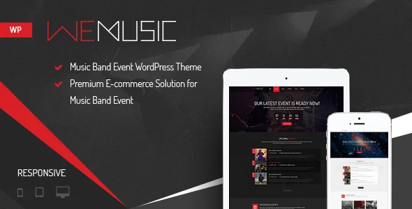 WeMusic - Music Band Event WordPress Theme WordPress theme homepage layout for a album music website