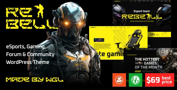 Rebell - eSports & Gaming Forum WordPress Theme WordPress theme homepage layout for a bbpress entertainment website
