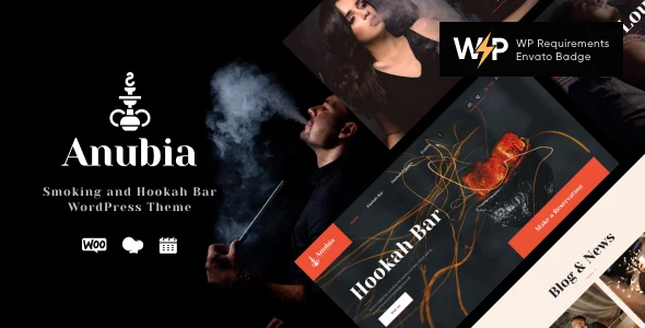 Anubia | Smoking and Hookah Bar WordPress Theme WordPress theme homepage layout for a bar restaurant website