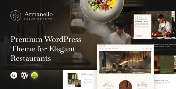 Armanello - Elegant Restaurant WordPress Theme WordPress theme homepage layout for a bistro restaurant website