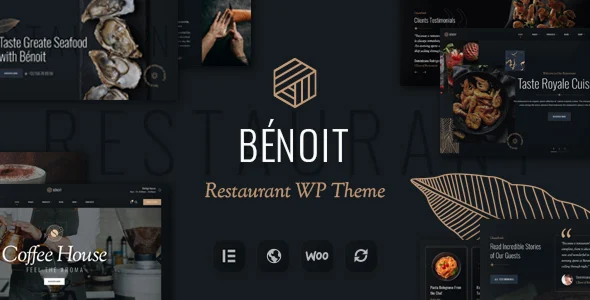 Benoit - Restaurants & Cafes WordPress Theme WordPress theme homepage layout for a bar restaurant website