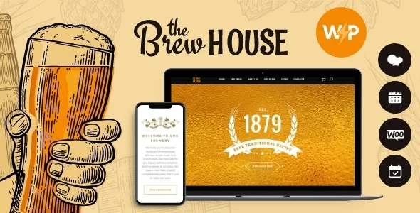 BrewHouse | Brewery / Pub / Restaurant WordPress Theme WordPress theme homepage layout for a bakery restaurant website