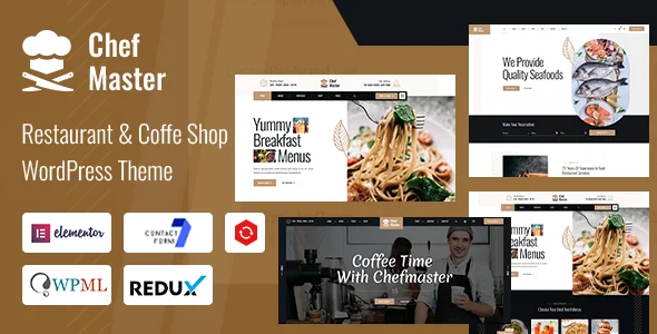 Chefmaster - Restaurant WordPress Theme WordPress theme homepage layout for a bar restaurant website