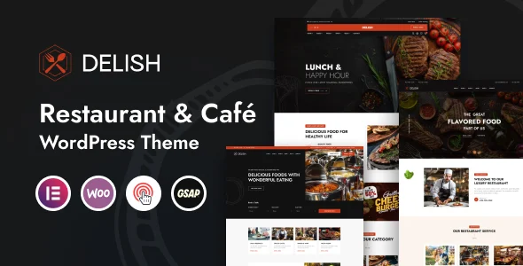 Delish – Restaurant & Cafe WordPress Theme WordPress theme homepage layout for a cafe restaurant website