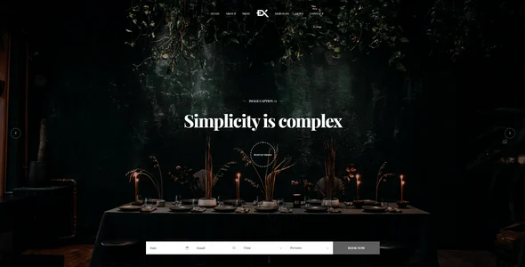 Dinex - One Page Restaurant WordPress Theme WordPress theme homepage layout for a bakery restaurant website