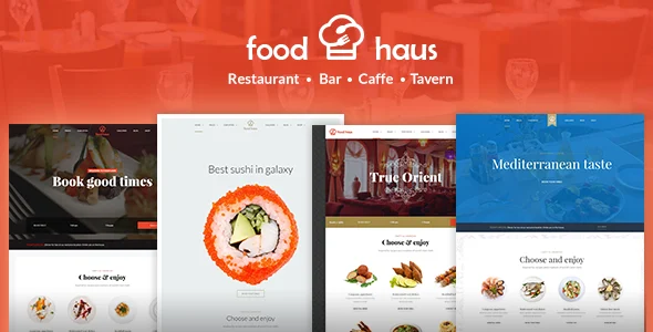 Food Haus - Restaurant WordPress Theme WordPress theme homepage layout for a bistro restaurant website