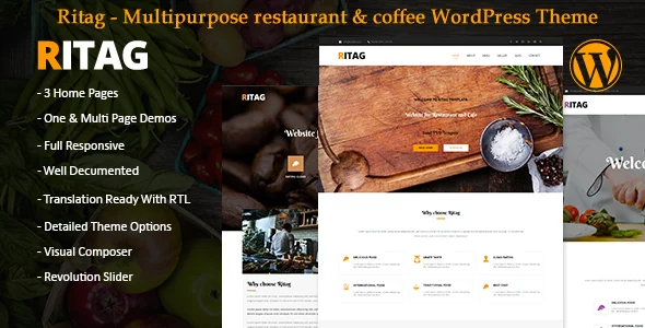 Food restaurant coffee pizza cafe WordPress Theme rtl WordPress theme homepage layout for a bakery restaurant website