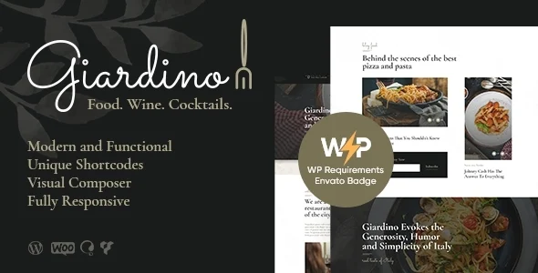 Giardino | Italian Restaurant WordPress Theme WordPress theme homepage layout for a bakery restaurant website