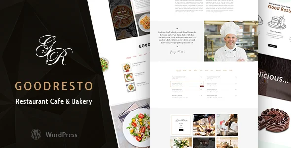 GoodResto - Restaurant WordPress Theme + Woocommerce WordPress theme homepage layout for a bakery restaurant website