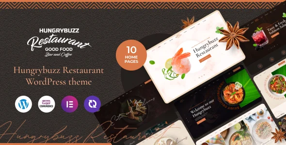 Hungrybuzz - Restaurant WordPress Theme WordPress theme homepage layout for a bakery restaurant website