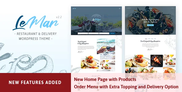 LeMar - Seafood Restaurant WordPress Theme WordPress theme homepage layout for a appointment restaurant website