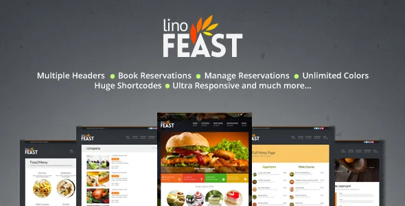 LinoFeast: Restaurant Responsive WordPress Theme WordPress theme homepage layout for a bakery restaurant website