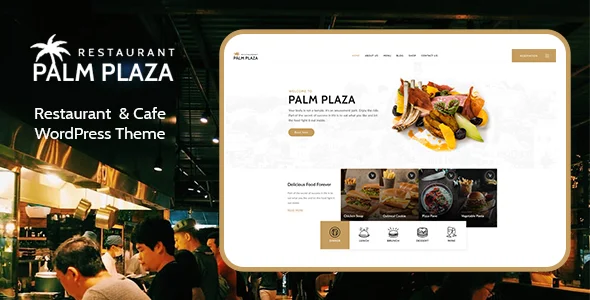 Palmplaza - Restaurant & Cafe WordPress Theme WordPress theme homepage layout for a bakery restaurant website