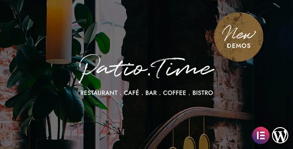 PatioTime - Restaurant WordPress Theme WordPress theme homepage layout for a bar restaurant website