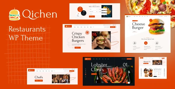 Qichen - Restaurant WordPress Theme WordPress theme homepage layout for a bakery restaurant website
