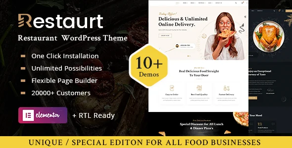 Restaurt - Restaurant WordPress Theme WordPress theme homepage layout for a bakery restaurant website