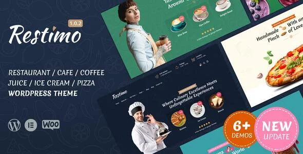 Restimo - Restaurant WordPress Theme WordPress theme homepage layout for a bakery restaurant website