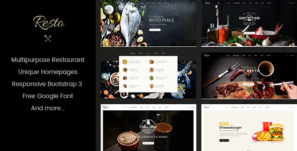 Resto - Multipurpose Restaurant & Cafe WordPress Theme WordPress theme homepage layout for a bakery restaurant website