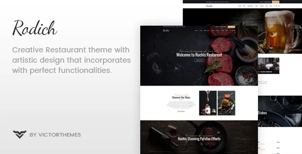 Rodich - A Restaurant WordPress Theme WordPress theme homepage layout for a bakery restaurant website