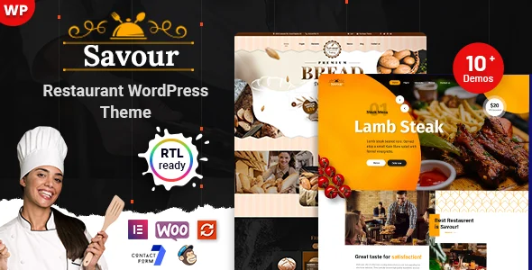 Savour - Restaurant WordPress Theme WordPress theme homepage layout for a bakery restaurant website
