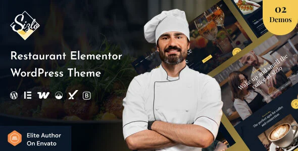 Sizlo – Restaurant Elementor WordPress Theme WordPress theme homepage layout for a cafe restaurant website