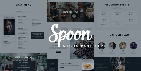 Spoon – a Premium Responsive Restaurant WordPress Theme WordPress theme homepage layout for a blog restaurant website