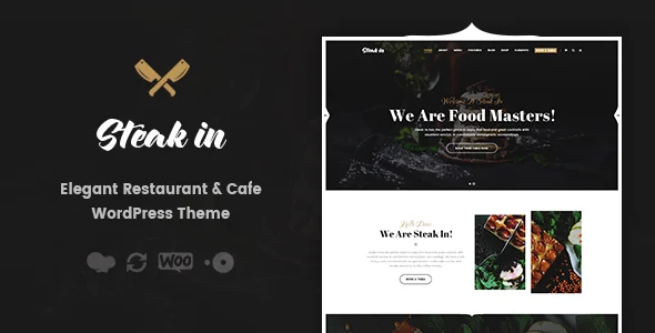 Steak In - Restaurant & Cafe WordPress Theme WordPress theme homepage layout for a bakery restaurant website