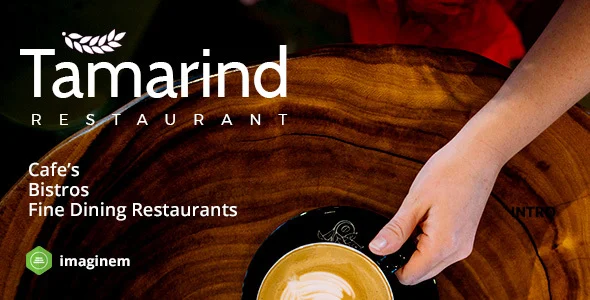 Tamarind Restaurant Theme for WordPress WordPress theme homepage layout for a bakery restaurant website