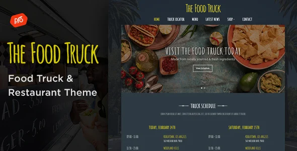 The Food Truck - WordPress Theme WordPress theme homepage layout for a bar restaurant website