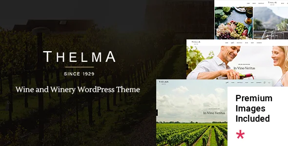 Thelma - Winery WordPress Theme WordPress theme homepage layout for a agriculture restaurant website