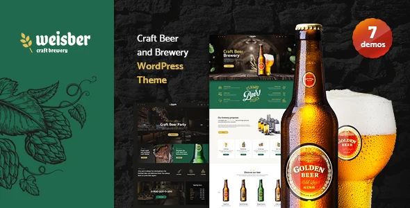 Weisber - Craft Beer & Brewery WordPress Theme WordPress theme homepage layout for a alcohol restaurant website