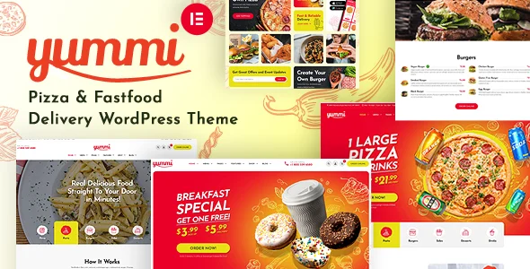 Yummi - Fast Food Restaurant WordPress Theme WordPress theme homepage layout for a beer restaurant website