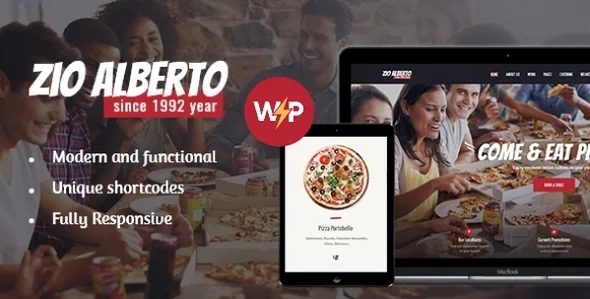 Zio Alberto | Pizza, Burger & Fastfood WordPress Theme WordPress theme homepage layout for a bakery restaurant website