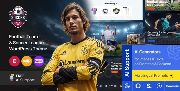 SoccerClub - Football Team & Soccer League WordPress Theme WordPress theme homepage layout for a football club wordpress theme entertainment website