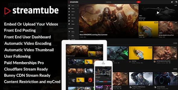 StreamTube - Video Streaming WordPress Theme WordPress theme homepage layout for a buddypress entertainment website