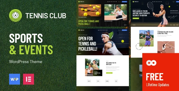 Tennis Club | Sports Theme WordPress theme homepage layout for a booking entertainment website