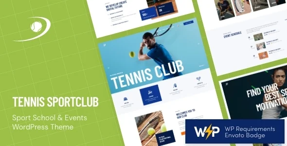 Tennis SportClub - Tennis Sports Events WordPress Theme WordPress theme homepage layout for a booking entertainment website
