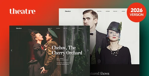 Theatre WP | Culture, Entertainment & Theater WordPress Theme WordPress theme homepage layout for a actor entertainment website