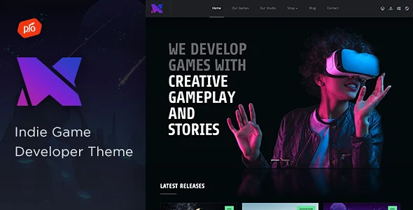 Xion - Indie Game Developer WordPress Theme WordPress theme homepage layout for a clan entertainment website