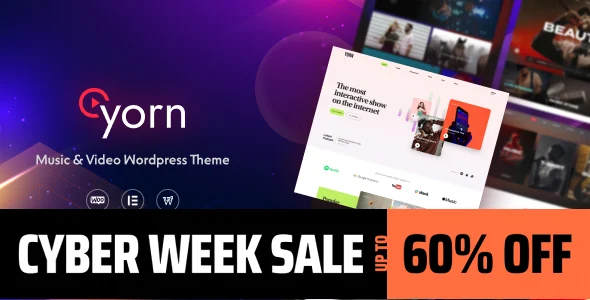 Yorn - Music & Video WordPress Theme WordPress theme homepage layout for a artist entertainment website