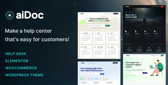 aidoc - WordPress Theme for Documentation, Knowledge Base & Beyond WordPress theme homepage layout for a Aidoc Theme website