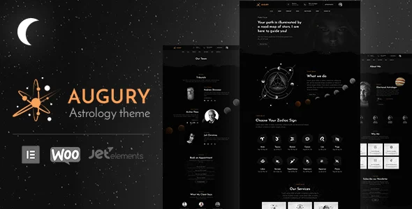 Augury | Horoscope, Astrology WordPress Theme WordPress theme homepage layout for a astrologer website