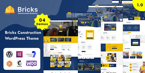 Bricks - Construction WordPress Theme WordPress theme homepage layout for a company website