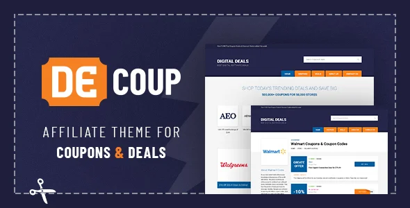 DeCoup - WordPress Theme for Coupons and Deals WordPress theme homepage layout for a affiliate website