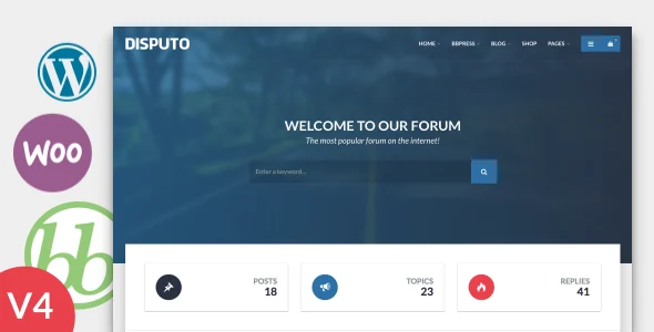 Disputo - WordPress bbPress Forum Theme WordPress theme homepage layout for a bbpress website