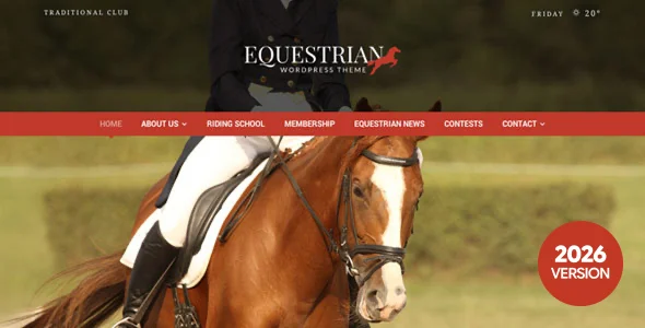 Equestrian - Horses and Stables WordPress Theme WordPress theme homepage layout for a dog website