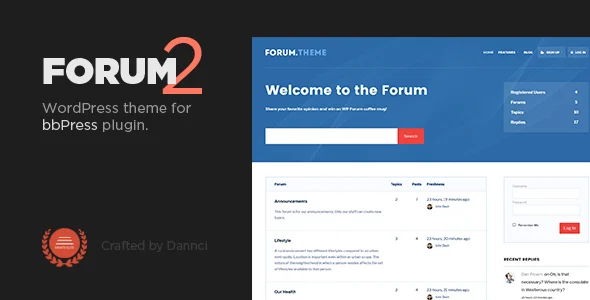 Forum - A Responsive WordPress Theme for bbPress Plugin WordPress theme homepage layout for a bbpress website