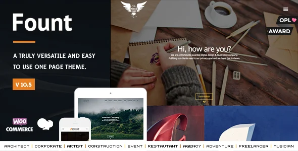Fount - One & Multipage Hybrid WordPress Theme WordPress theme homepage layout for a business website